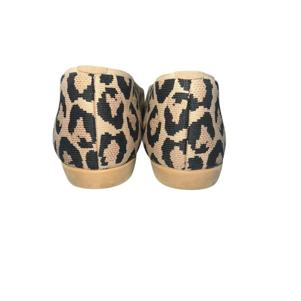 Leopard Print Women's Ballet Flats - Tan/Black
